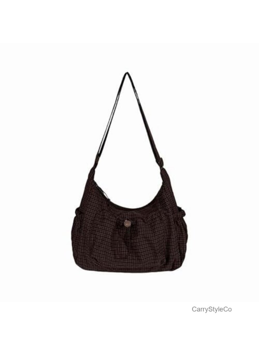 Plaid Crossbody Bag Slouchy Hobo Nylon Crescent Purse Everyday